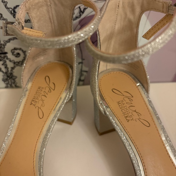 Badgley Mischka Silver Crystal-Embellished Ankle-Strap Heels - Size 6.5 - Picture 3 of 7